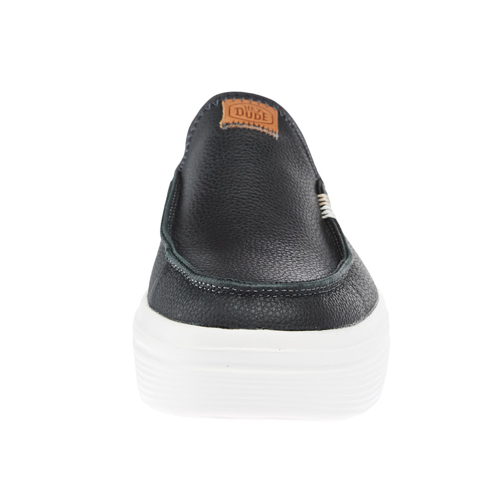 Hey Dude Womens Austin Lift Black Leather Slip On